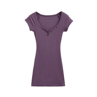 Summer hot girl peach neck slim hip dress short skirt - Thumbnail 3