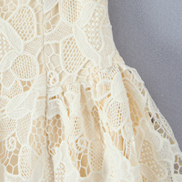 V-neck chest tie crocheted hollow lace suspender dress - Thumbnail 2