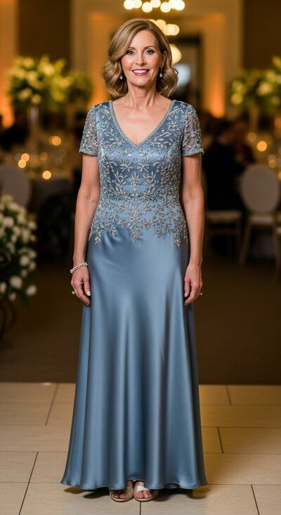 Plus Size Mermaid Blue Appliques Mother of Bride/Groom Dress Evening Formal Gowns 