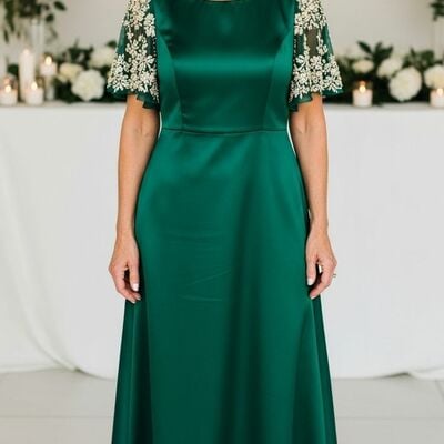 Green plus size a line lace appliques mother of bride/groom dress evening formal gowns 