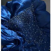 Customized Sapphire Blue Mermaid Illusion Prom Dress Rhinestones Strapless Vestidos De Noche Floor-Length Formal Evening - Thumbnail 1