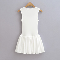 Casual sexy square neck collarbone exposed puffy vest dress - Thumbnail 1