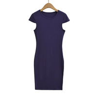 Sexy high-slit round-neck shoulder-length slim-fit hip skirt dress - Thumbnail 1