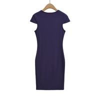 Sexy high-slit round-neck shoulder-length slim-fit hip skirt dress - Thumbnail 2