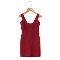 High-elastic waisted hip-hugging knitted dress - Thumbnail 1