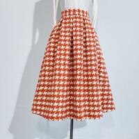 Women Woolen Winter Skirt Outfit  Houndstooth Pleated Midi Skirt Full Pleated Party Skirt Midi Wool Warm Skirt Custom Plus Size - Thumbnail 2