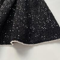 Black Winter Midi Skirt High Waisted Shinning Holiday Skirt A-line Ruffle Pleated Skirt Outfit Plus Size - Thumbnail 7