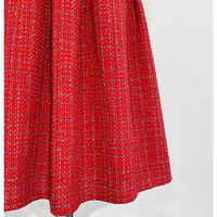 Red Winter Holiday Skirt Winter Midi Pleated Skirt Woolen Party Skirt Plus Size Full Pleated Party Skirt Outfit - Thumbnail 8