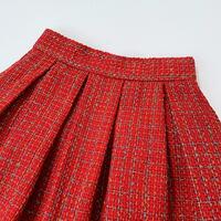 Red Winter Holiday Skirt Winter Midi Pleated Skirt Woolen Party Skirt Plus Size Full Pleated Party Skirt Outfit - Thumbnail 9