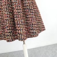 Women Burgundy Tweed Midi Skirt Women A-line High Waisted Burgundy Winter Party Skirt Outfit Plus Size - Thumbnail 9