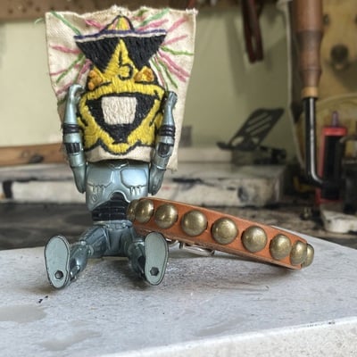 British tan dome studs wristband