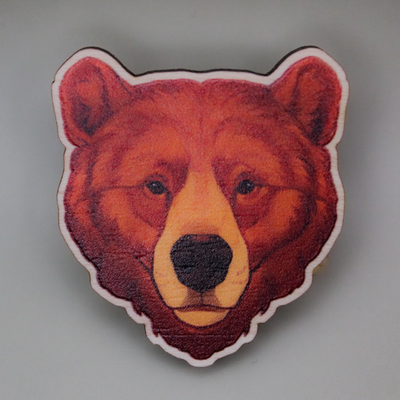 Ursus arctos 1.5" wooden pin
