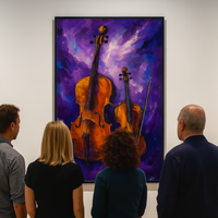 Violin and Cello Against Purple Background - Thumbnail 1