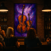 Violin and Cello Against Purple Background - Thumbnail 2