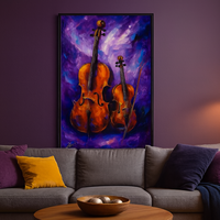 Violin and Cello Against Purple Background - Thumbnail 4