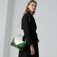 Glitter Green Elf/Grinch Christmas Leather Bag - Holiday Crossover Tote with Faux Beard and Belt - Thumbnail 3