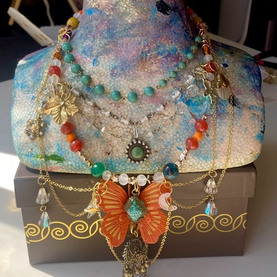 Handmade necklace happiness is a butterfly