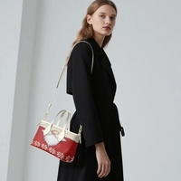 Christmas Gnome Knit-Texture-Look Leather Bag - Holiday Sweater Print Crossover/Shoulder Purse - Thumbnail 2