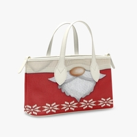 Christmas Gnome Knit-Texture-Look Leather Bag - Holiday Sweater Print Crossover/Shoulder Purse - Thumbnail 4
