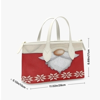 Christmas Gnome Knit-Texture-Look Leather Bag - Holiday Sweater Print Crossover/Shoulder Purse - Thumbnail 5