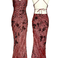 Elegant Off Shoulder Vintage Evening Dress With Sequin - Thumbnail 1