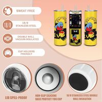 Pac Man Arcade Machine Tumbler - Retro Yellow Ghost and Pac Man 20 oz Skinny Sublimation - Thumbnail 2