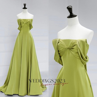 Green A-line Long Formal Dress Prom Dress, Green Floor Length Party Dress