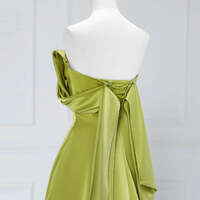 Green A-line Long Formal Dress Prom Dress, Green Floor Length Party Dress - Thumbnail 2