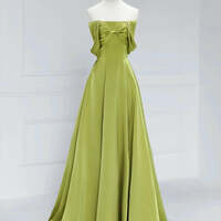 Green A-line Long Formal Dress Prom Dress, Green Floor Length Party Dress - Thumbnail 1