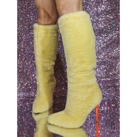 Sexy Fashion Long Boots Pointed Toe Stiletto Solid Patchwork Spicy Girl Knee High Boot Street Style Party Shoes  - Thumbnail 3