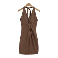 Halter neck tie twist sexy hip skirt dress - Thumbnail 2