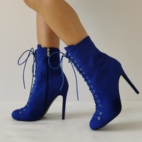 Royal blue suede ankle boots store - Thumbnail 6