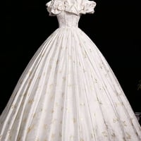 Lovely Butterfly Print Satin Long Ball Gown, A-Line Off the Shoulder Party Dress - Thumbnail 1