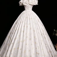 Lovely Butterfly Print Satin Long Ball Gown, A-Line Off the Shoulder Party Dress - Thumbnail 4