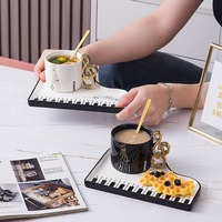 Creative piano ceramic cup and saucer set - Thumbnail 4