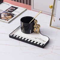 Creative piano ceramic cup and saucer set - Thumbnail 1