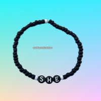 Monochrome Pronoun Seed Bead Bracelet - Thumbnail 3