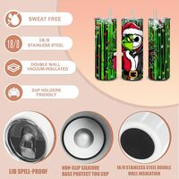 Grinch & Jack Skellington Mashup Tumbler - Santa Suit Christmas Lights 20 oz Skinny Sublimation - Thumbnail 3