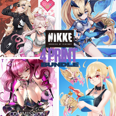 4 print bundle - goddess of victory nikke autographed prints