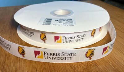 7/8" Ferris State University Inspired Custom Printed Grosgrain Ribbon