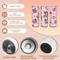 Fashionable Pink Grinch Mode Christmas Tumbler - Grinch in Pink Santa Suit with Max, Grinch Mode On, 20 oz Skinny Sublimation - Thumbnail 1