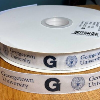 7/8" georgetown university inspired custom printed grosgrain ribbon