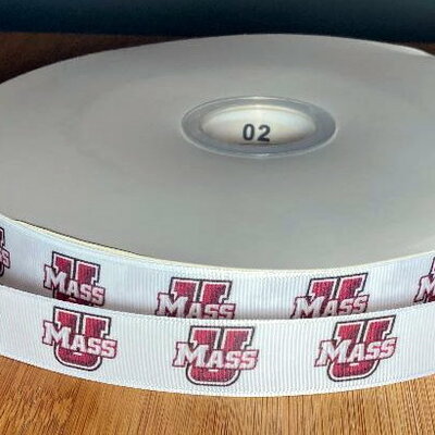 7/8" university of massachusetts umass inspired custom printed grosgrain ribbon