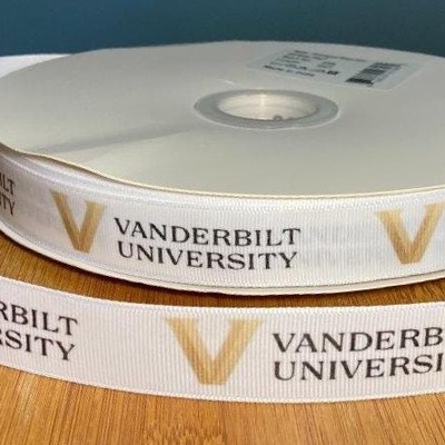 7/8" vanderbilt university inspired custom printed grosgrain ribbon