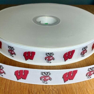 7/8" wisconsin university inspired custom printed grosgrain ribbon