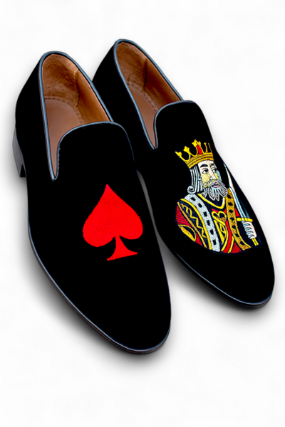 Crafted Leather Men Custom Made Velvet Embroidery Loafers Shoes
