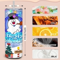 Classic Frosty the Snowman Christmas Tumbler - North Pole & Holiday Lights 20 oz Skinny Sublimation - Thumbnail 1