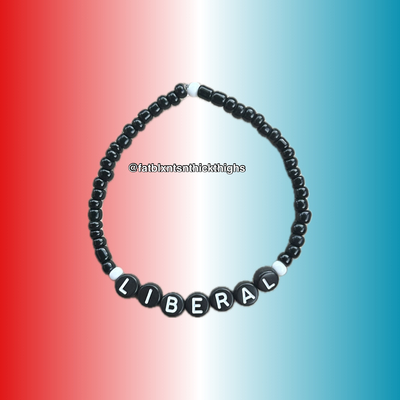 LIBERAL Anti-Facist Political Seed Bead Bracelet