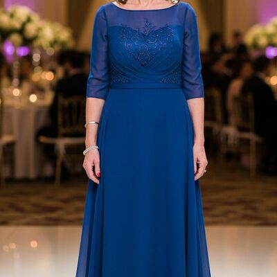 Royal  blue a line lace appliques mother of bride/groom dress evening formal gowns 