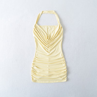 Sexy halterneck pleated hip skirt dress - Thumbnail 1